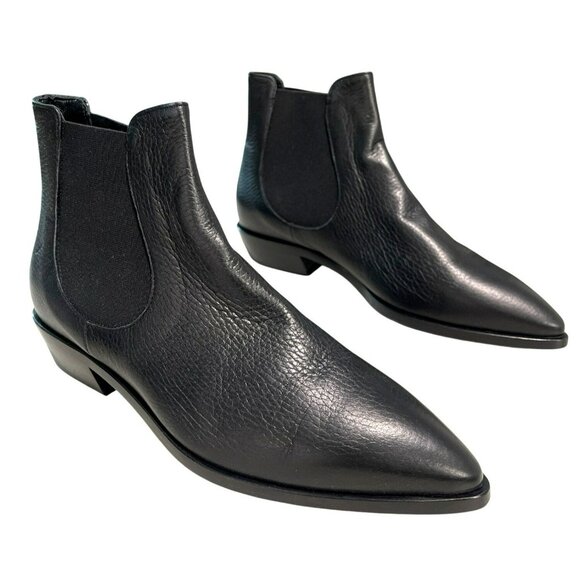 New AGL Mahé Beat Leather Beatle Black Ankle Boot Size 38 8 - Picture 2 of 10